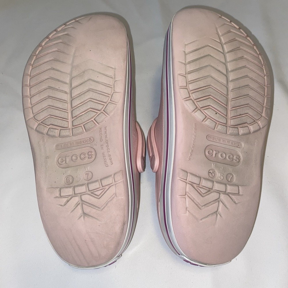 Crocs Crocband Pearl Pink/Wild Orchid White Clog Slip‎ On W7 - Picture 10 of 10